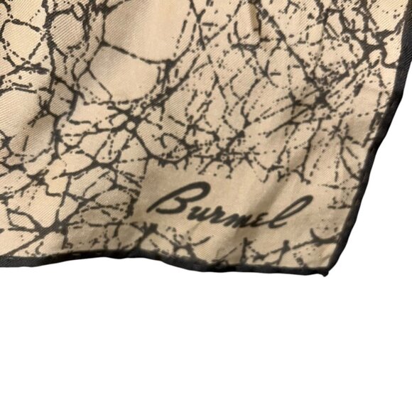 burmel italy Vintage hand rolled sewn cream black innk line rectangle sc… - Picture 2 of 4